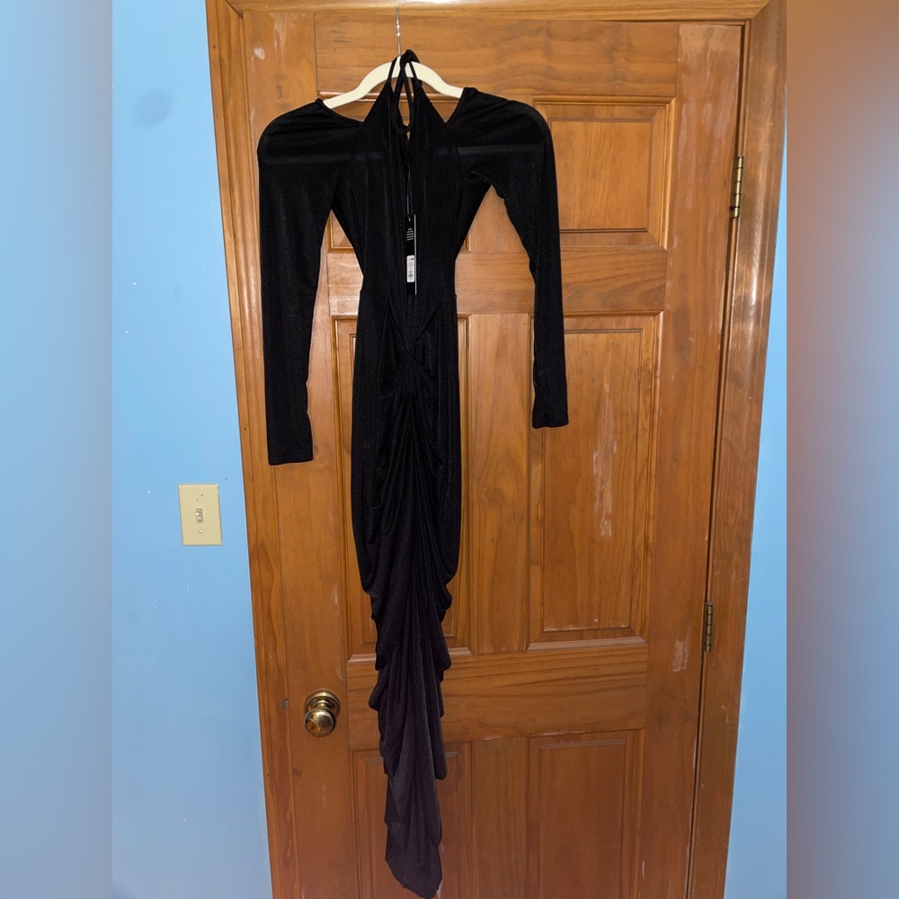 Fashion Nova Drop A Check Slinky Maxi Dress - Black (Size: Medium)